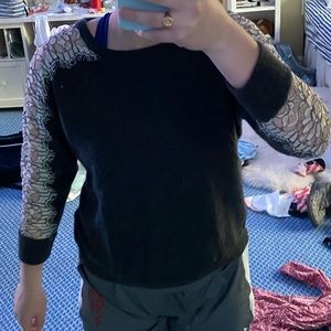 grey sweater with lace arms!